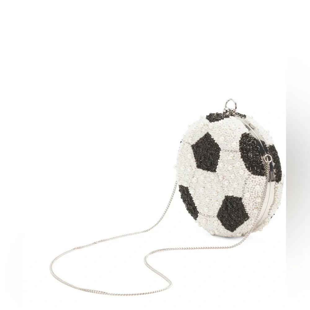 MADE IN INDIA BEADED SOCCOR BALL CLUTCH - NWT